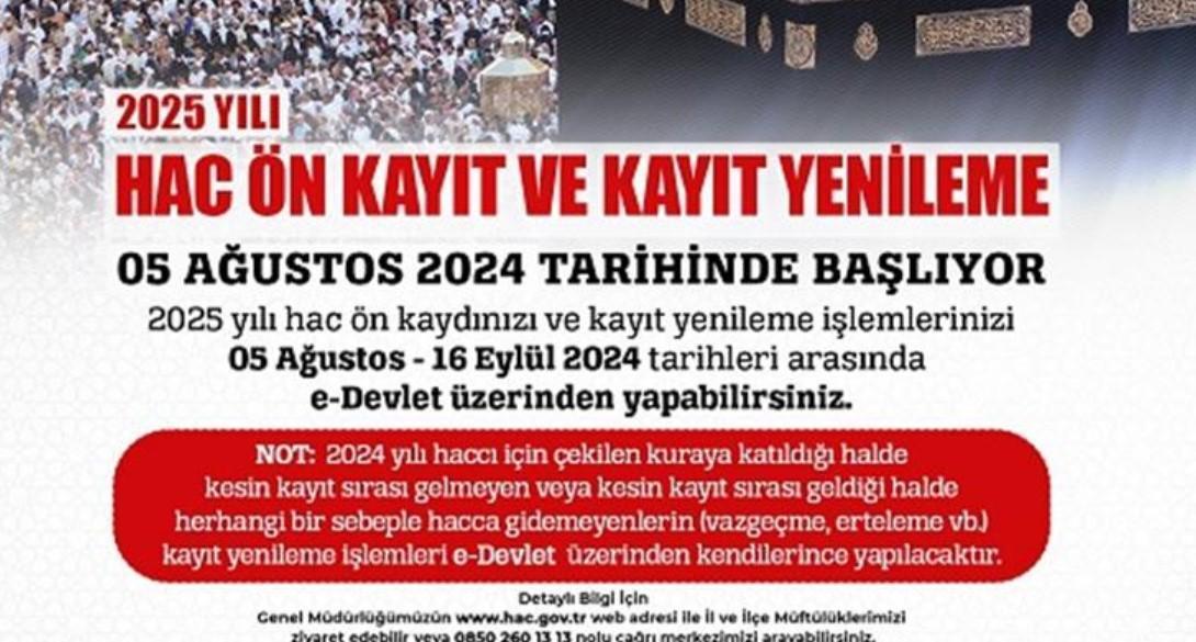 Hac Ön Kayıt ve Kayıt Yenileme İşlemleri 2024