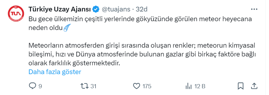 Türkiye Uzay Ajansı'ndan Açıklama